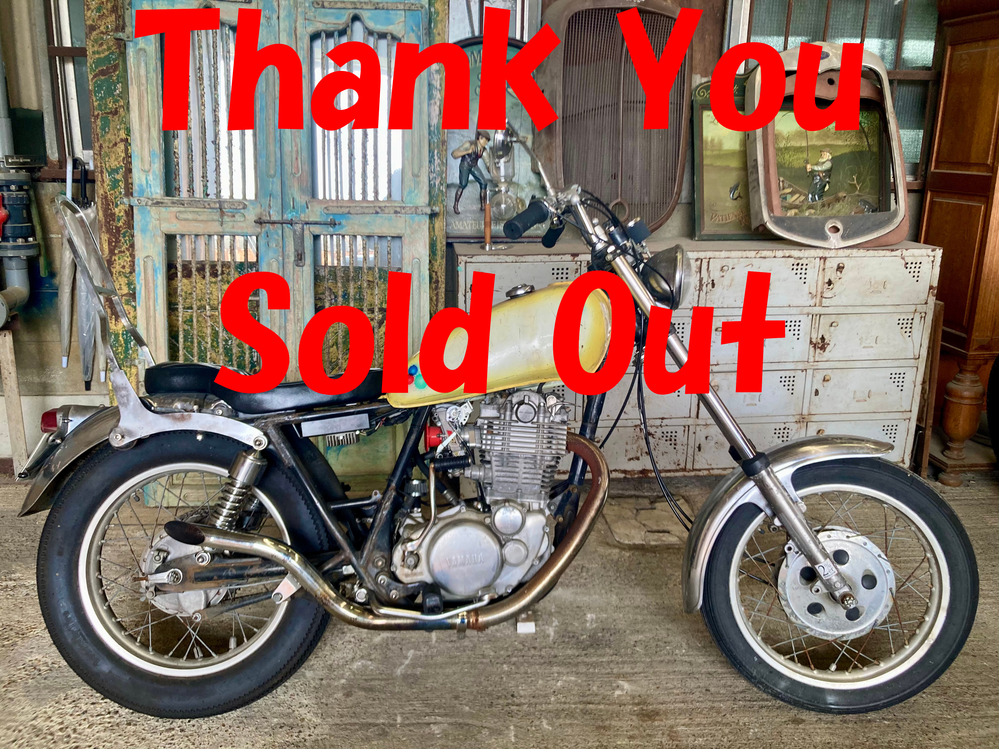 ① №340 SR400 ボルトオンチョッパー `87年式 BACONペイント 制作後2200km